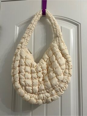 Ariana Grande Quilted Puffer Hobo Bag in Cream